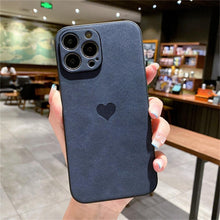 将图片加载到图库查看器，Cute Love Heart Leather Phone Case Soft Shockproof Case for Women Fashion Love Heart Leather Phone Case For iPhone 13 12 11 Pro Max X XR XS Max Camera Protection Soft Back Phone Cover For Couples

