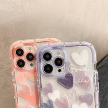 Load image into Gallery viewer, Cute Love Heart Soft Shockproof Bumper Transparent Phone Case For iPhone 12 13 Pro Max Silicone Back Cover Case  Cute Side Small Pattern for Women Girls Soft Silicone Shockproof Protective Cover
