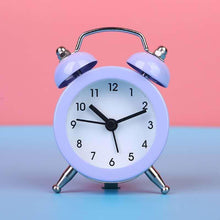 Load image into Gallery viewer, Cute Mini Metal Round Alarm Clock Desk Table Electronic Digital Clock Twin Bell Alarm Clock Metal Frame 3D Dial with Backlight Function Desk Table Clock for Home &amp; Office Bedroom Living Room Alarm Clock Creative Home Decoration
