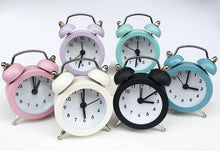 Load image into Gallery viewer, Cute Mini Metal Round Alarm Clock Desk Table Electronic Digital Clock Twin Bell Alarm Clock Metal Frame 3D Dial with Backlight Function Desk Table Clock for Home &amp; Office Bedroom Living Room Alarm Clock Creative Home Decoration
