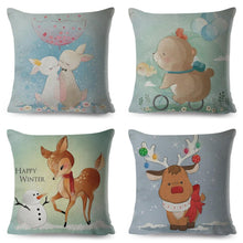 将图片加载到图库查看器，Cute Pillow Cover Cartoon Giraffe Fox Reindeer Animal Nordic Polyester Cotton Cushion Cover For Sofa Home Kids Room Decor Throw Pillow Cases Cartoon Animal Woodland Decorative Cotton Cushion Cover Home Baby Room Decor Standard Pillowcase
