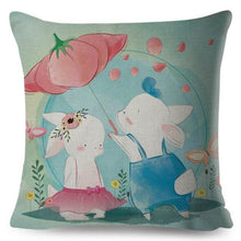 将图片加载到图库查看器，Cute Pillow Cover Cartoon Giraffe Fox Reindeer Animal Nordic Polyester Cotton Cushion Cover For Sofa Home Kids Room Decor Throw Pillow Cases Cartoon Animal Woodland Decorative Cotton Cushion Cover Home Baby Room Decor Standard Pillowcase
