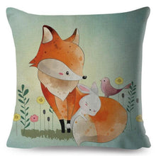 将图片加载到图库查看器，Cute Pillow Cover Cartoon Giraffe Fox Reindeer Animal Nordic Polyester Cotton Cushion Cover For Sofa Home Kids Room Decor Throw Pillow Cases Cartoon Animal Woodland Decorative Cotton Cushion Cover Home Baby Room Decor Standard Pillowcase
