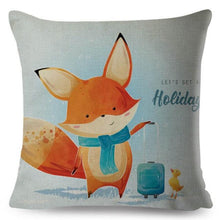 将图片加载到图库查看器，Cute Pillow Cover Cartoon Giraffe Fox Reindeer Animal Nordic Polyester Cotton Cushion Cover For Sofa Home Kids Room Decor Throw Pillow Cases Cartoon Animal Woodland Decorative Cotton Cushion Cover Home Baby Room Decor Standard Pillowcase
