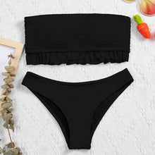 Load image into Gallery viewer, Cute Pink Strapless Lace Solid Swimsuit Bikini Two Piece Metal Wire Women Swimwear Women's High Cut Bikini Set Strapless 2 Pieces Bathing Suit Swimsuit Push Up Summer Beachwear Bathing Suit
