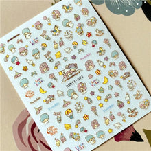 Load image into Gallery viewer, Cute rabbit Cute cat  Japanese Justice Girl 3D Back Glue Nail Sticker Nail Decoration Nail Art Nail Ornament Self Adhesive Nail Decals for Nail Art Decoration Including Hearts Stars Letters Bowknot Leaves Flowers Plants Fruits Butterflies for Woman
