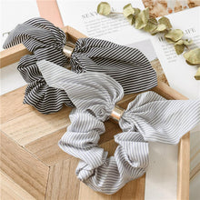 Load image into Gallery viewer, Cute Rabbit Ear Striped Metal Buckle Hair Scrunchies Elastic Hair Bands Ties Rope Bands Ponytail Bands Gorgeous Hair Accessories For Women
