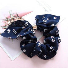 Load image into Gallery viewer, Cute Rabbit Ear Striped Metal Buckle Hair Scrunchies Elastic Hair Bands Ties Rope Bands Ponytail Bands Gorgeous Hair Accessories For Women

