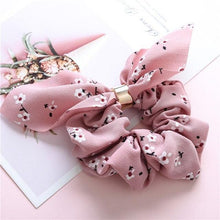 Load image into Gallery viewer, Cute Rabbit Ear Striped Metal Buckle Hair Scrunchies Elastic Hair Bands Ties Rope Bands Ponytail Bands Gorgeous Hair Accessories For Women
