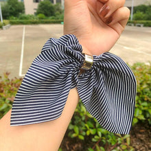 Load image into Gallery viewer, Cute Rabbit Ear Striped Metal Buckle Hair Scrunchies Elastic Hair Bands Ties Rope Bands Ponytail Bands Gorgeous Hair Accessories For Women
