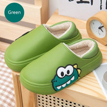将图片加载到图库查看器，Cute Side Bear Waterproof Cotton Women Shoes Winter Warm Indoor Outdoor Wrapped Heel Slippers EVA Comfort Memory Foam Slippers Waterproof Non Skid Warm Washable Cotton Shoes Loafer Slippers
