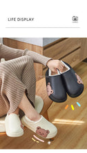 将图片加载到图库查看器，Cute Side Bear Waterproof Cotton Women Shoes Winter Warm Indoor Outdoor Wrapped Heel Slippers EVA Comfort Memory Foam Slippers Waterproof Non Skid Warm Washable Cotton Shoes Loafer Slippers

