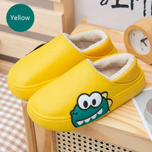 将图片加载到图库查看器，Cute Side Bear Waterproof Cotton Women Shoes Winter Warm Indoor Outdoor Wrapped Heel Slippers EVA Comfort Memory Foam Slippers Waterproof Non Skid Warm Washable Cotton Shoes Loafer Slippers
