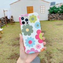 Load image into Gallery viewer, Cute Smooth Flower Phone Case For Iphone 13 11 Pro Max 12 Mini X Xr Xs Max 7 8 Plus Anti Knock Back Phone Cover Case Silicone Ultra Thin Shockproof Mobile Phone Case With Fashion Pattern Soft Bumper Full Body Protective Case For Iphone

