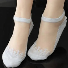 Load image into Gallery viewer, Cute Sock Slipper Women 1 Pair 2 Pieces Silk Spring Summer Thin Breathable Girl Socks Women Socks Breathable Anti-Friction Ultra Thin Socks for Women Transparent Lace Silk Elastic Socks
