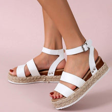 将图片加载到图库查看器，Cute Summer Women Golden Sandals Platform Heels Cross Strap Ankle Lace Beach Party Shoes Open Toe Ankle Platform Strap Casual Shoes Platform Wrap Rubber Sole Flat Sandal
