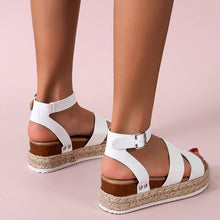 将图片加载到图库查看器，Cute Summer Women Golden Sandals Platform Heels Cross Strap Ankle Lace Beach Party Shoes Open Toe Ankle Platform Strap Casual Shoes Platform Wrap Rubber Sole Flat Sandal
