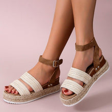 将图片加载到图库查看器，Cute Summer Women Golden Sandals Platform Heels Cross Strap Ankle Lace Beach Party Shoes Open Toe Ankle Platform Strap Casual Shoes Platform Wrap Rubber Sole Flat Sandal
