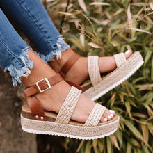 将图片加载到图库查看器，Cute Summer Women Golden Sandals Platform Heels Cross Strap Ankle Lace Beach Party Shoes Open Toe Ankle Platform Strap Casual Shoes Platform Wrap Rubber Sole Flat Sandal

