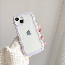 Load image into Gallery viewer, Cute Transparent Curly Wave Phone Case For iPhone 14Pro 13 12 11 Pro Max X XR XS Max Candy Color Shockproof Clear Hard  Cover Shockproof Popular Wavy Stylish Phone Case
