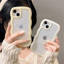 Load image into Gallery viewer, Cute Transparent Curly Wave Phone Case For iPhone 14Pro 13 12 11 Pro Max X XR XS Max Candy Color Shockproof Clear Hard  Cover Shockproof Popular Wavy Stylish Phone Case
