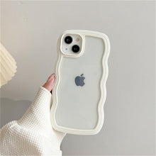 Load image into Gallery viewer, Cute Transparent Curly Wave Phone Case For iPhone 14Pro 13 12 11 Pro Max X XR XS Max Candy Color Shockproof Clear Hard  Cover Shockproof Popular Wavy Stylish Phone Case

