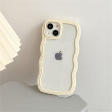 Load image into Gallery viewer, Cute Transparent Curly Wave Phone Case For iPhone 14Pro 13 12 11 Pro Max X XR XS Max Candy Color Shockproof Clear Hard  Cover Shockproof Popular Wavy Stylish Phone Case

