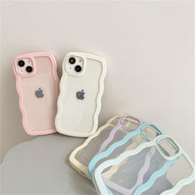 Load image into Gallery viewer, Cute Transparent Curly Wave Phone Case For iPhone 14Pro 13 12 11 Pro Max X XR XS Max Candy Color Shockproof Clear Hard  Cover Shockproof Popular Wavy Stylish Phone Case
