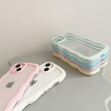 Load image into Gallery viewer, Cute Transparent Curly Wave Phone Case For iPhone 14Pro 13 12 11 Pro Max X XR XS Max Candy Color Shockproof Clear Hard  Cover Shockproof Popular Wavy Stylish Phone Case
