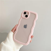 Load image into Gallery viewer, Cute Transparent Curly Wave Phone Case For iPhone 14Pro 13 12 11 Pro Max X XR XS Max Candy Color Shockproof Clear Hard  Cover Shockproof Popular Wavy Stylish Phone Case
