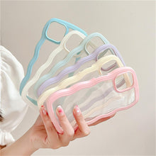 Load image into Gallery viewer, Cute Transparent Curly Wave Phone Case For iPhone 14Pro 13 12 11 Pro Max X XR XS Max Candy Color Shockproof Clear Hard  Cover Shockproof Popular Wavy Stylish Phone Case
