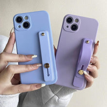 Load image into Gallery viewer, Cute Wrist Strap Soft Silicone Slim Protective Case with Strap Cover Square Silicone Phone Case For iPhone 11 13 12 Pro XR XS Max X 6 6s 7 8 Plus SE2 Candy Colors Soft Back Cover
