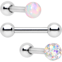 Load image into Gallery viewer, 16G 1/4 White Faux Opal Ball Cartilage Tragus Earring 3 Pack Set

