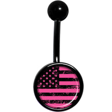 Load image into Gallery viewer, Pink American Flag Black Belly Ring
