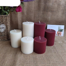Load image into Gallery viewer, Cylindrical Striped Candle Pillar Candles Aromatherapy Scented Candles Clean Burning And Dripless Candle Lights Creamy Aromatherapy Scented Candles Home Decoration Romantic Candlelight Dinner
