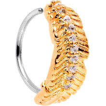 将图片加载到图库查看器，20G Clear CZ Gem Rose Gold Tone Feather Seamless Circular Ring
