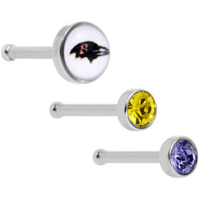 将图片加载到图库查看器，20G Licensed NFL Baltimore Ravens Logo Nose Bone 3 Pack Set
