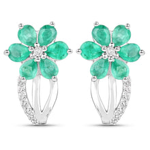 将图片加载到图库查看器，3.61 Carat Genuine Emerald and White Topaz .925 Sterling Silver Set (Ring, Earrings, and Pendant )
