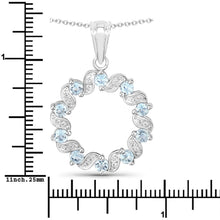 Load image into Gallery viewer, 1.10 Carat Genuine Aquamarine and White Topaz .925 Sterling Silver Pendant

