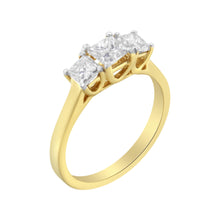 将图片加载到图库查看器，10K Yellow Gold Princess-Cut Diamond Three Stone Band Ring (1 Cttw, J-K Color, I1-I2 Clarity) - Size 6
