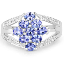Load image into Gallery viewer, 1.59 Carat Genuine Tanzanite and White Topaz .925 Sterling Silver Ring
