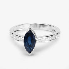 将图片加载到图库查看器，1.44 Carat Genuine Blue Sapphire and White Diamond 14K White Gold Ring
