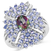 Load image into Gallery viewer, 2.86 Carat Genuine Mystic Topaz and Tanzanite .925 Sterling Silver Ring
