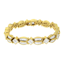 Load image into Gallery viewer, 14K Yellow Gold 8 1/5 Cttw Baguette and Princess-Cut Diamond Geometric Twist Link Bracelet (G-H Color, VS1-VS2 Clarity) - Size 7"
