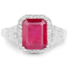 Load image into Gallery viewer, 4.55 Carat Glass Filled Ruby and White Topaz .925 Sterling Silver Ring
