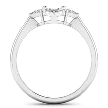 将图片加载到图库查看器，0.20 Carat Genuine White Diamond 14K White Gold Semi Mount Ring - holds 8x6mm Oval Gemstone
