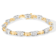 Load image into Gallery viewer, 14K Two-Tone Gold 1.00 Cttw Princess-Cut Diamond Chain Link 7" Bracelet (H-I Color, SI1-SI2 Clarity)
