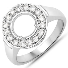 将图片加载到图库查看器，0.48 Carat Genuine White Diamond 14K White Gold Semi Mount Ring - holds 8.00mm Round Gemstone
