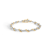 Load image into Gallery viewer, 10K Yellow and White Gold 2.00 Cttw Diamond "S" Link 7" Bracelet (H-I Color, I2-I3 Clarity)
