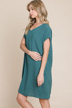Load image into Gallery viewer, V-Neck Short Sleeve Dress with Pockets – Casual, Comfortable, Stylish and Practical V-Neck Dress with Convenient Pockets for Effortless Chic

